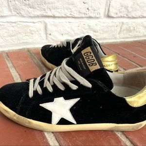 Black velvet Golden Goose Sneakers with gold
